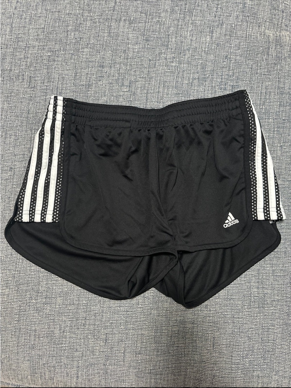 adidas Black Athletic Shorts with White 3-Stripe Side